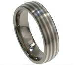 Titanium Ring with Sterling Silver Inlay 6mm matt with four line silver inlay