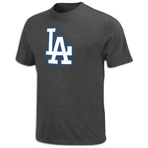 Dodgers Majestic MLB Fired Up T-Shirt - Men's ( sz. L, Charcoal : Dodgers )