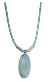 Kahuna KJ010 Ladies Aqua Necklace with Aqua and Cream Kahuna Logo Oval Pendant
