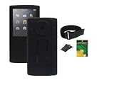 iShoppingdeals - Black Soft Skin Case + Screen Protector + Armband + Beltclip for Sony Walkman NWZ E353 E354