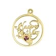 Happy Birthday Charm with Garnet Birthstone