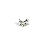 Solid .925 Sterling Silver Antiqued Irish Celtic Knot Weave Ear Cuff Earring