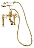 31FjtH3DJ5L. SL160  World Imports Elizabethan Classics RM04SN Tub Filler With Handshower And Metal Cross Handles, Satin