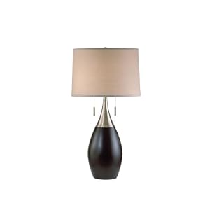 Nova Lighting 0832 Pure Table Lamp, Dark Brown Wood and Brushed Nickel with Tan Linen... by Nova Lighting