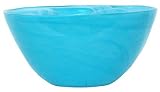 Colorful Recycled Art Glass Aqua Blue Large Salad Bowl 12