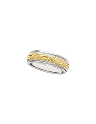 14K White And Yellow Gold - 6 mm Two-Tone Hand-Engraved Band