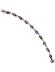Sterling Silver with 14k Yellow Gold 7.62 Amethyst 7.75in Bracelet