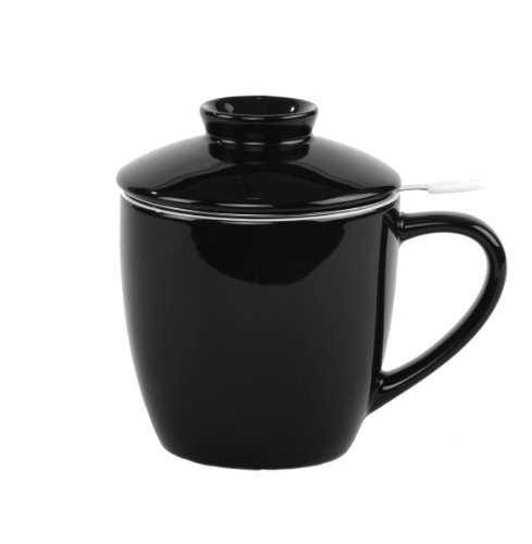 L Tremain 3-Piece Tea Steeper Mug, Black with White