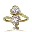 Diamond Double Heart Bypass Ring 1/2CT Set in 14K Yellow Gold