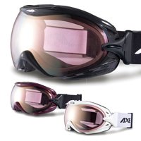 [09-10モデル] AXE[アックス] スキー /スノーボード ゴーグル AX940-WCM 眼鏡[メガネ]対応 曇り止め機能付◆シャイニーブラック