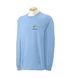 Custom embroidered mean face volleyball ball design on long sleeve t-shirt