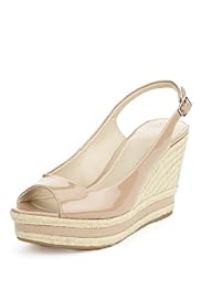 Autograph Leather Peep Toe Espadrille Wedge Shoes with Insolia®