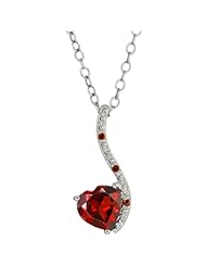 0.92 Ct Genuine Heart Shape Red Garnet Sterling Silver Pendant 18" Silver Chain