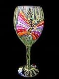 Butterfly Meadow Design - Hand Painted - Grande Wine - 16 oz..