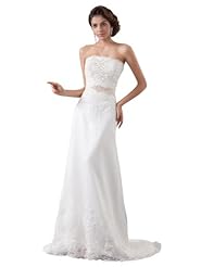 A-line Strapless Spring Summer Fall Satin Sheath Beaded  Dress with a Brush/Sweep Train  With a Ribbon  and a Sash 