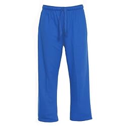 Royal Blue Unisex Lightweight Fleece warmup tie cord cotton pants for lounging, sleep, sports. Unisex relaxed fit,