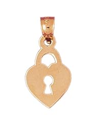 Dazzlers Solid 14k Gold Heart Lock Charm Pendant Available in three colors from jewelsberry (weights: 1.1 grams only)