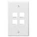 Leviton QuickPort Single-Gang - Wall mount plate - white - 4 ports
