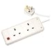 White 2 Gang Extension With Neon and Lead Fitted With 13A Plug. Hanging Bag 2m