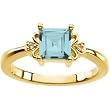 14K Yellow Gold Aquamarine and Diamond Ring