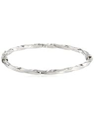 14k White Gold Twist Bangle Bracelet, 7"