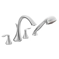 Moen T944 Eva Two-Handle High Arc Roman Tub Faucet With Hand Shower, Chrome (Valve Not Included)