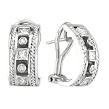 14K White Gold Etruscan Diamond Earrings by Morris & David