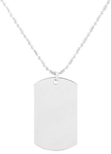 Silvertone Dog Tag Pendant with a 38 Inch Link Chain Necklace