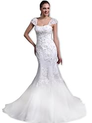 Mermaid Cap Sleeves Backless Lace Fitted  Dress