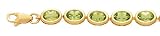 14k Gold & Peridot Oval Stone Bracelet- 7