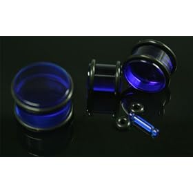 Solid UV Plugs with O Ring - Blue, Size: 6G (Sold as pair)