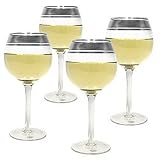 New Trademark Colin Cowie Silver Trimmed Wine Glasses Set Of 4 Ideal For Serving White Wine