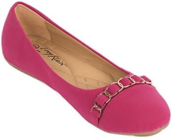 Women Multi-buckle Ballerina Flats Shoes, Fuchsia, 8.5