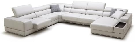 Divani Casa Chrysanthemum - Modern White Full Leather Sectional Sofa