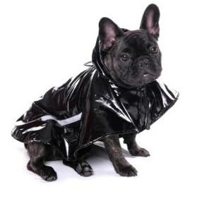 Shiny Black Rain Slicker Dog Raincoat Size 8