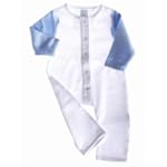 Veria Organic Cotton Baby Romper Long Sleeved (Blue/White), 0-3 Months