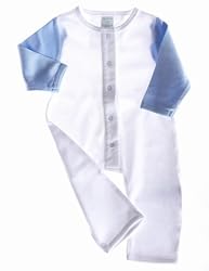 Organic Cotton Baby Romper Long Sleeved (Blue/White)