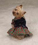 Medium Special Occasion Velvet Tartan Holiday Dog Dress