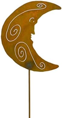 Oregardenworks Outdoor Garden Decor, Rusty Metal Yard Art, Man on the Moon Garden Stake