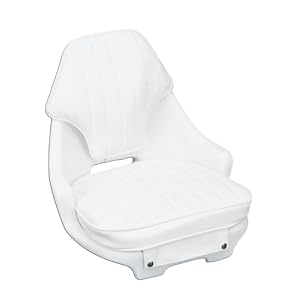 Moeller Heavy Duty Narrow Boat Helm Seat, Cushion, and Mounting Plate Set (24.5 x 19.5 x 17, White) by