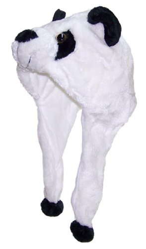 Plush Animal Hat Costume Cap Cute Soft Faux Fur Stuffed Toy Hood (White Panda)