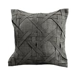 Zodax Portico 18-inch Square Woven Abaca Fiber Throw Pillow, Dark Gray