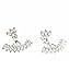 Ear Jacket Peeking Feather Rhodium Plated Stud Fashion Earring