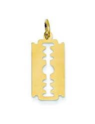 14K Yellow Gold Polished Razor Blade Charm Pendant