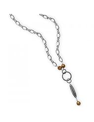 MMA Silver - 18 inch Oxidized Necklace with Glass Bead Drop