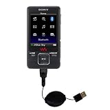 Einziehbares USB Kabel f�r Sony Walkman NWZ-A829 mit Hot Sync und aufladen Einsatzm�glichkeiten  von Gomadic mit TipExchange Technology