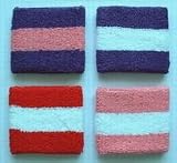  : GOGO Thick Two Color Stripe Wrist Band (Wide) - (Pack of 10)
