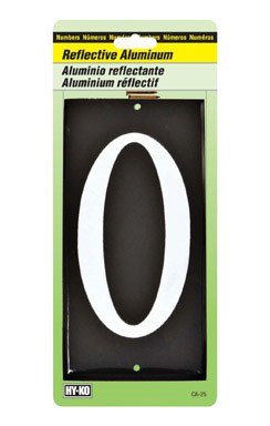 HY-KO Products CA-25/0 Aluminum House Number, 0 (ZERO), Black with Reflective