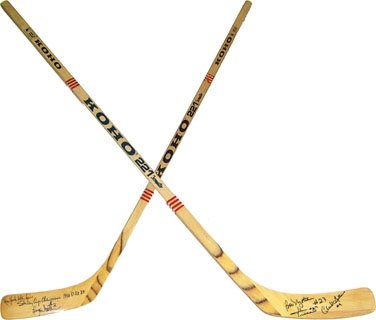 Bryan Trottier, Bob Nystrom & Clark Gillies Autographed/Hand Signed Hockey Stick