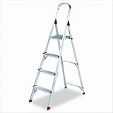 #566 Four-Foot Folding Aluminum Euro Platform Ladder, Red
